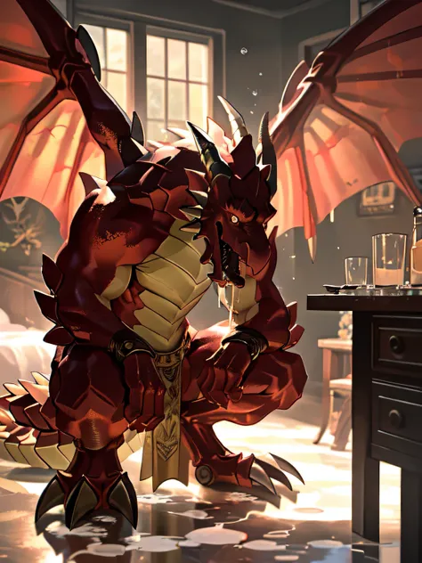 lonely, (muscular), (male human dragon):1.3, bright scales, (Kamiaki):1.3, (Common:1.4) (pray):1.23, (,wearing a short white loincloth), exquisite eyes, lizard tail,a pair of dragon horns, a pair of dragon wings, (exquisite eyes,stripe,sharp claws,cute ani...