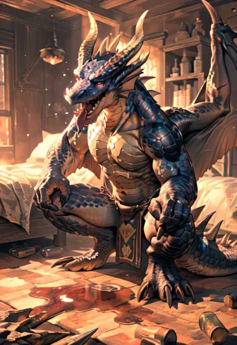 alone, (muscular), (male human dragon):1.3, bright scales, (Kamimay):1.3, (Common:1.4) (pray):1.23, (,wearing a short white loincloth), exquisite eyes, lizard tail,a pair of dragon horns, a pair of dragon wings, (exquisite eyes,stripe,sharp claws,cute anim...