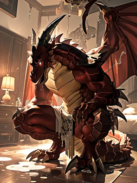 lonely, (muscular), (male human dragon):1.3, bright scales, (Kamiaki):1.3, (Common:1.4) (pray):1.23, (,wearing a short white loincloth), exquisite eyes, lizard tail,a pair of dragon horns, a pair of dragon wings, (exquisite eyes,stripe,sharp claws,cute ani...