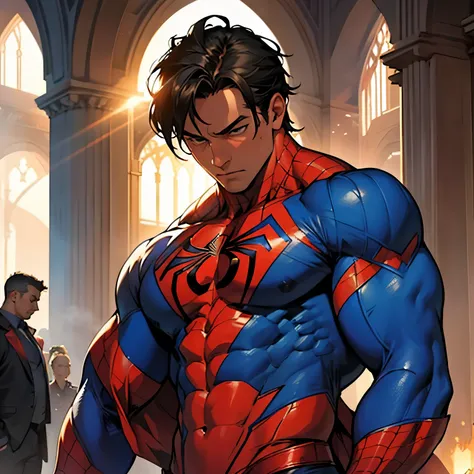 In an unexpected twist of fate, the legendary superhero Spiderman finds himself in an exposed position beyond his wildest imagination. Leaving behind his iconic red and blue attire, he faces us in all his raw masculinity, his chiseled chest and toned abs g...