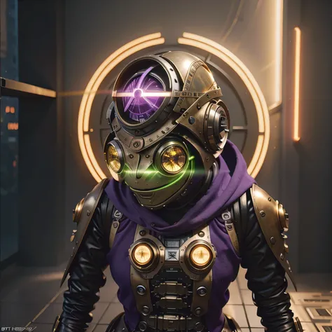 there is a (((steam punk))) frog with purple eyes and a purple cape, kermit the frog as thanos, cyberpunk frog, fantasy style 8 ...