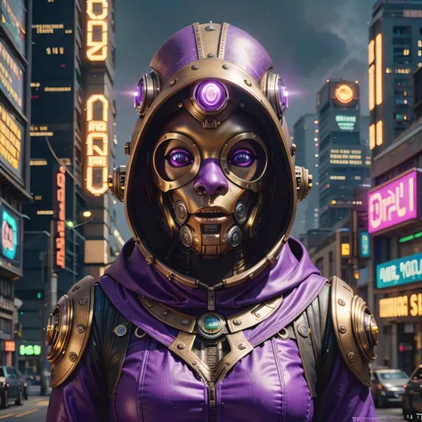 there is a (((steam punk))) frog with purple eyes and a purple cape, kermit the frog as thanos, cyberpunk frog, fantasy style 8 k octane render, super detailed render, small character. unreal engine 5, hyperdetailed fantasy character, unreal 5 engine highl...