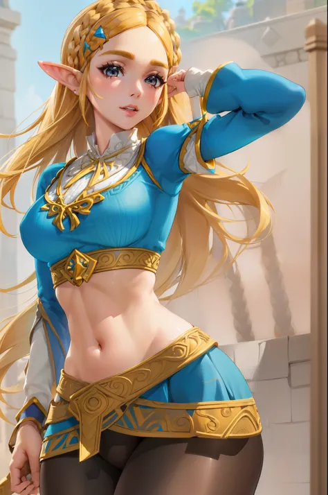 ((la mejor calidad)), ((obra maestra)), (detallado), cara perfecta, sexy, Atractivo, ((4k)), tetas grandes, Princesa Zelda