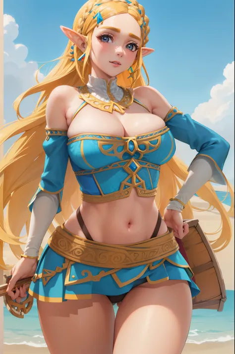 Un primer plano de ((la mejor calidad)), ((obra maestra)), (detallado), cara perfecta, sexy, Atractivo, ((4k)), tetas grandes, Princesa Zelda