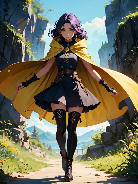 masterpiece, high quality, (1_woman), (full body), (exotic skin_complexion), mature, walking, talking, smiling, beautiful, exotic, with long elf ears, (((looking away from the camera))), (((eyes lookings away from viewer))), ((holding arms above head)), ha...