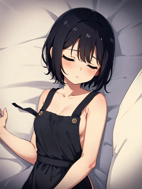 1. Beautiful woman in naked apron, short hair, Small breasts,Black Hair, Hospital Beautiful Cute High Quality Sleeping in bed Sleeping No apron