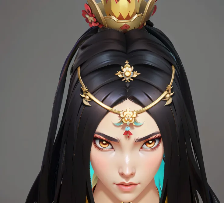 Close-up of woman wearing crown, Onmyoji detailed art, Inspired by Pu Hua, Onmyoji portrait, Inspired by Ju Lian, Inspired by trees, Inspired by Lan Ying, Inspired by Wang Meng, Onmyoji, Close-up characters, Inspired by Qiu Ying, Inspired by Wu Bin, Inspir...