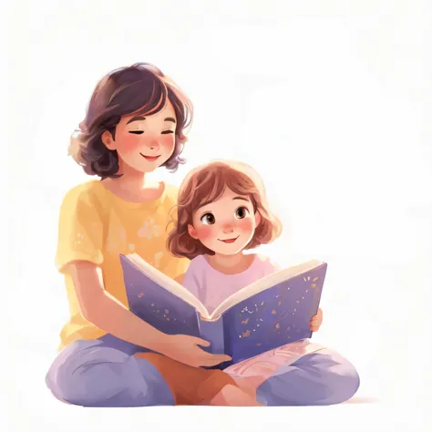 There is a woman reading a book with a, children Book Illustrations, kids Book Illustrations, cute storyBook Illustrations, childrens Book Illustrations, children’s Book Illustrations, childrenBook Illustrations, story Book Illustrations, Storybook illustr...