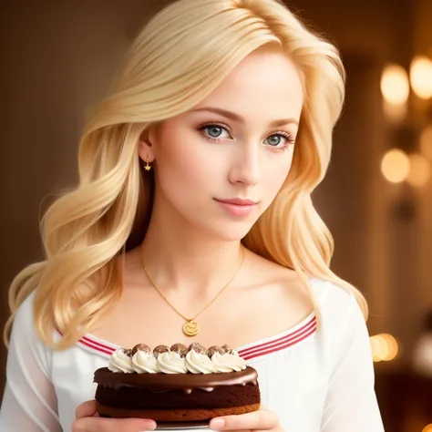 (best quality,4k,8k,high res,masterpiece:1.2),ultra-detailed, photorealistic, flaxen blonde hair,long hair, Mature and beautiful, realistic depiction:1.2 Sailor Moon eating cookies & cream chocolate cake