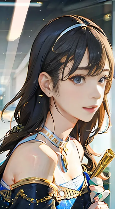 highest quality, masterpiece, One woman、 whole body, Very delicate and beautiful woman, 8K Wallpaper, Beautiful fine details, Beautiful sparkle, Cinematic lighting、27 years old、Idol、sexy、Colorful costumes、Red Line、Tall beauty