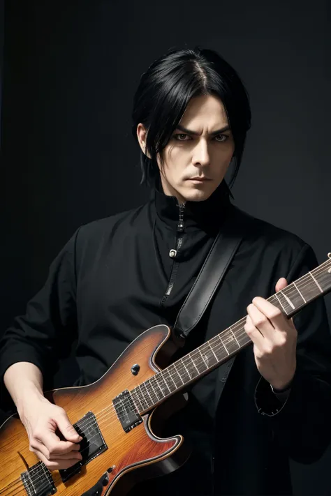 ハードgothicバンドスタイル、peter murphy、bauhaus、electric guitar、play the guitar、gothic、male、dark world、black metal world、black suit、the wo...