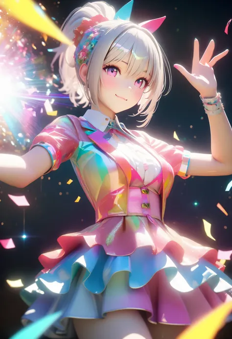 Idol Concert,holography, Draw in neon colors:Idol Concert:3 girls:future,Idol, transparent, 3D, Light, SF, Digital art, Digital, scientific, Dark Background: Draw in neon colors, 3D, masterpiece, Digital space, energy, beautiful, masterpiece, 8k, Light, be...