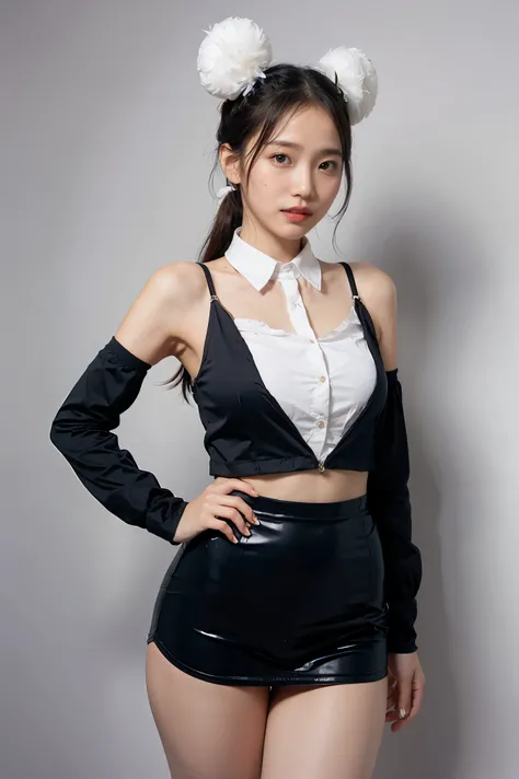 1lady, black random formal attire, white background,