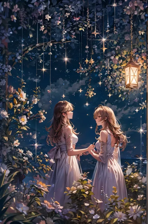 ((highest quality)),(Ultra-high resolution),(Super detailed new),(Detailed Description),((The best CG)),(A masterpiece),Ultra-detailed art,A wonderful new art form,(Art with precise detail:1.5), The summer constellations shine, Fun evening, Light Melody, C...