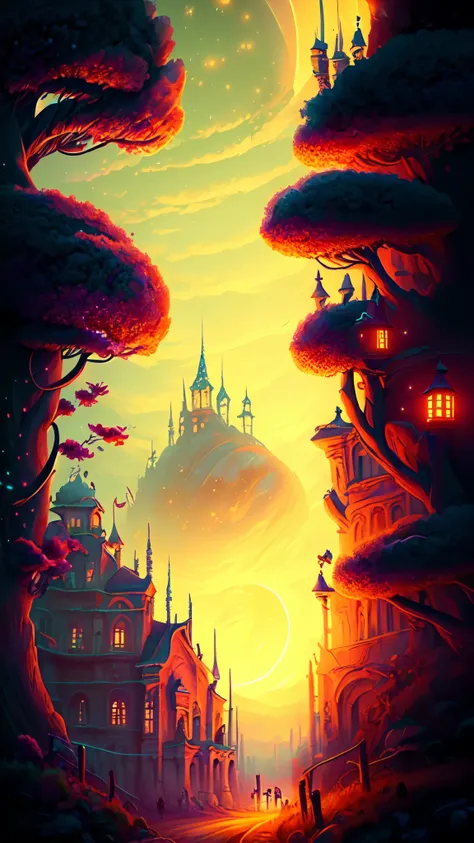 illustration of a city at night with a full moon, 4k detailed digital art, 4k highly detailed digital art, beautiful art uhd 4 k, detailed painting 4 k, 8k high quality detailed art, inspired by Cyril Rolando, holy city | illustration, 4 k hd illustrative ...