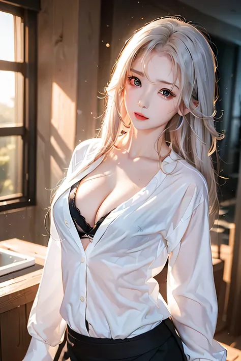 (From the waist up:1.5)((masterpiece:1.5、8k、Portraiture、Photorealistic and very detailed CG、Very detailed、Particle Effects、Dynamic Effects、Written boundary depth、Cinematic Light、Lens flare、Ray Tracing、Tabletop、Realistic:1.4、超A high resolution:1.2、))((alone...