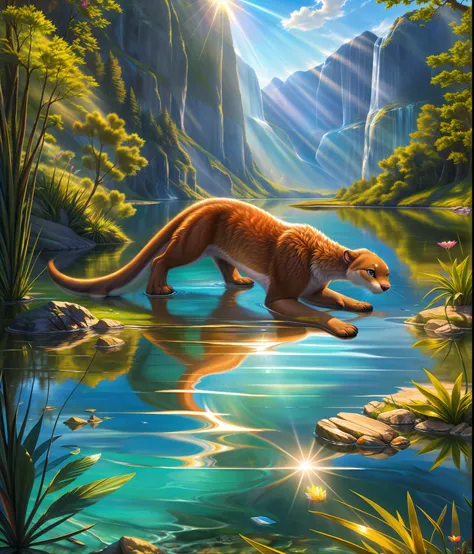 playful otter by the water,sunlight shining,rippling water,realistic nature,highly detailed(fine details:1.2), hdr,ultra-detaile...