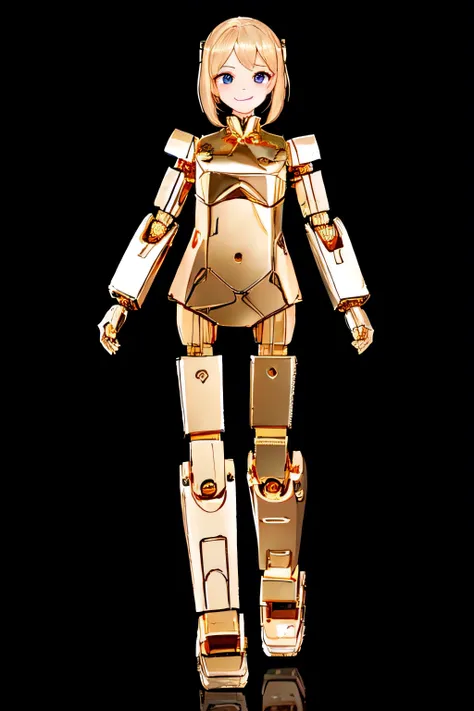 gold lightan, robot,
(highest quality, masterpiece, RAW Photos,Very detailed:1.2), One girl,alone,View your viewers,smile, Full Body Shot