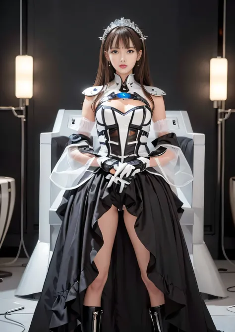 Browsing Caution,((highest quality、8k、masterpiece:1.3))Wearing a silver-white mecha，A girl with a beautiful face，Best image quality，Ultra-transparent，Facial features are delicate and well-defined，Mechanical Arm，Exquisite detail，(Camels too)、Machine Pattern...