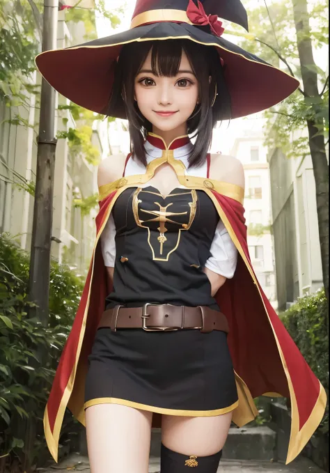 realista, Megumin, Ultra detalle, Obra maestra, alta calidad, sonrisa