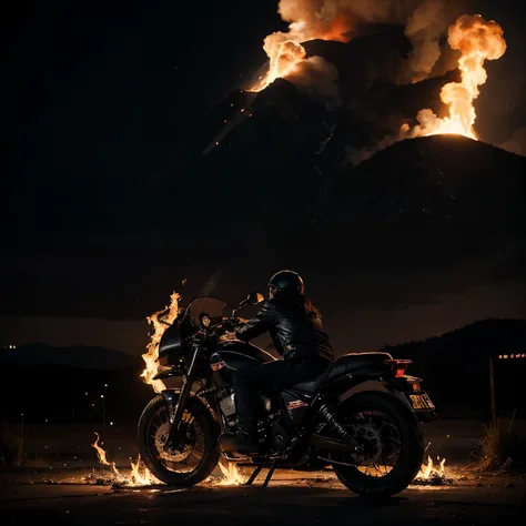 I want to make a profile photo under the name of Cogent Night riders and there should be 3-4 riders with bikes and behind fire should be there 