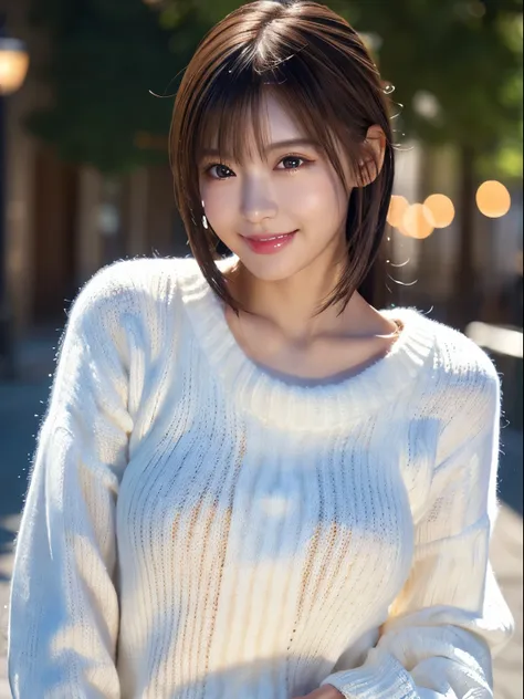 1 japanese girl,(white sweater:1.4), (raw photos, highest quality), (realistic, realistic:1.4), tabletop, very delicate and beau...