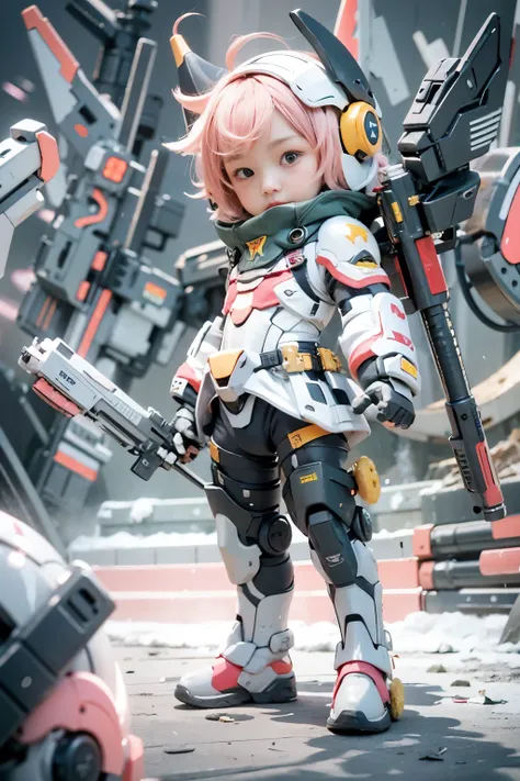 BJ_cute_Mecha,One boy,一人in,Looking_in_Audience,green_eye,Holding,Are standing,full_body,arms,pink_hair,wing,Little,Holding_arms,armor,gun,Hello,blush_Stickers,Helmet,Holding_gun,force_armor,
Professional lighting,Strong contrast,High level of detail,highes...