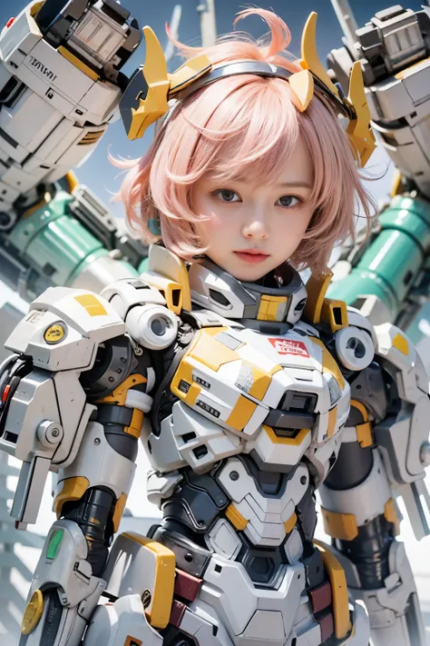 BJ_cute_Mecha,One boy,一人in,Looking_in_Audience,green_eye,Holding,Are standing,full_body,arms,pink_hair,wing,Little,Holding_arms,armor,gun,Hello,blush_Stickers,Helmet,Holding_gun,force_armor,
Professional lighting,Strong contrast,High level of detail,highes...