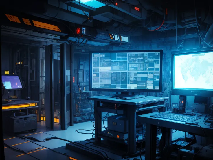 In a cyberpunk laboratory with the smell of rusty metal、There was a huge gun placed there that was taller than me.。The barrel of the gun、Thick and long enough to overwhelm the viewer、It emitted a cold light。On the desk、Huge bullets like miniature missiles ...