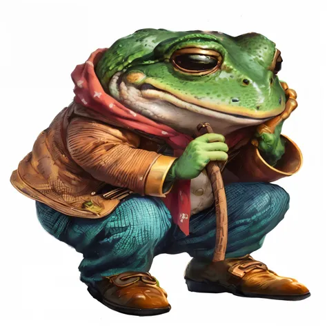 a close up of a frog wearing a hat and holding a cane, very detailed toad, toad philosopher the thinker, cyberpunk frog, frog, lizard Man, inspired by Ralph Horsley, Jean-Baptiste Monge, toad, Highly detailed character designs, Jean Baptiste Monge, big toa...