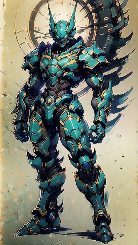 A man wearing a full-face helmet, a fantasy-style biotech armored combat suit, green eyes, (a composite layered chest armor), fully enclosed shoulder guards, matching arm and leg guards, the belt is adorned with dragon claw grasping orbs, (the color scheme...