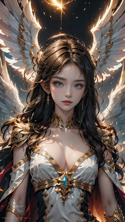 Female angel with wings、Fantasy art, Photorealistic, Dynamic Lighting, Art Station, Highly detailed face, 4k yen, Awards,One girl,bright,Long Hair,Silver Hair