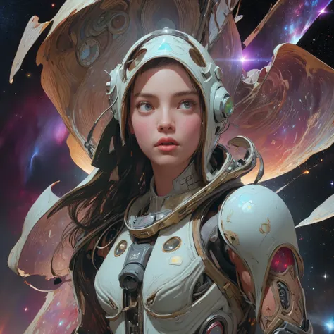 there is a screenshot of a woman in a space suit, cosmic girl, event, cosmic entity, incrinate content details, endless cosmos i...