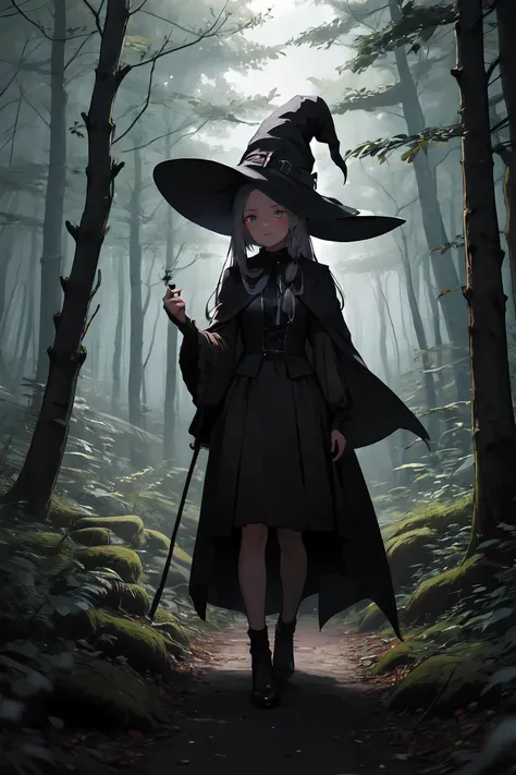 1girl witch, darkness forest