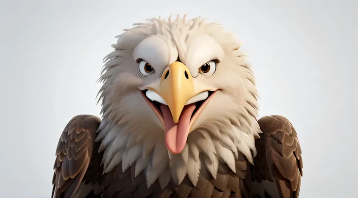 very happy eagle smiling, estilo disney pixar 3d