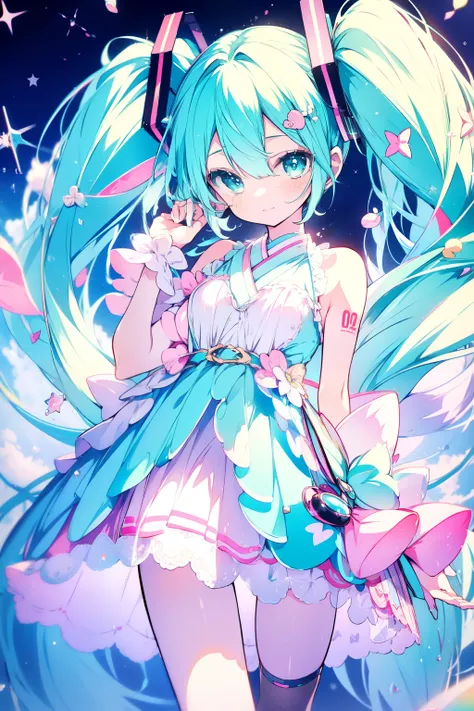 miku hatsune, sweets dream, A colorful world, cute, pastel, like, sing🎤, enjoy, highest quality, masterpiece
