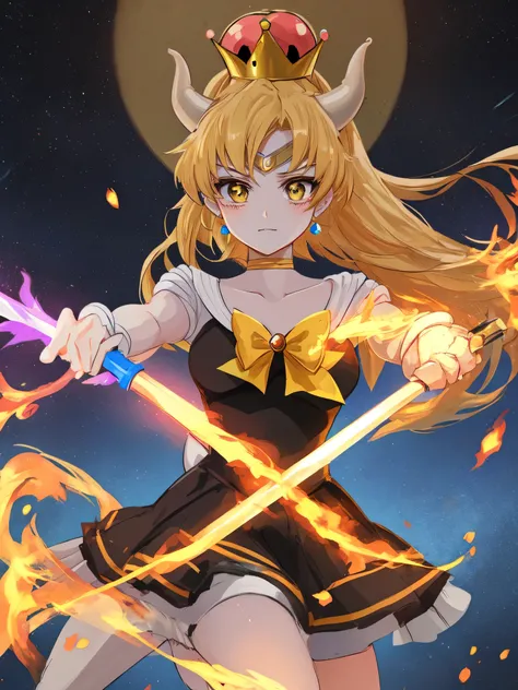 Bowsette sailor moon fire sword black and gold shoroom sailor moon dress 