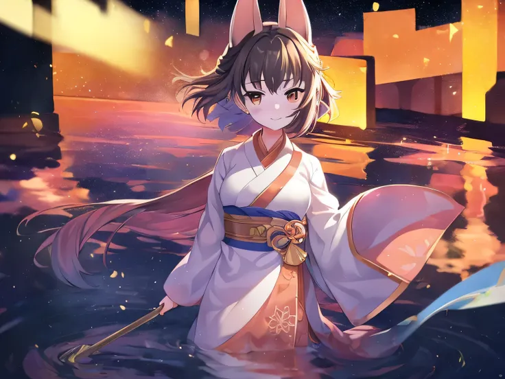 (Two Japanese girlasterpiece, 最high quality, high quality, High precision,Highly detailed 8K wallpapers、Pure、sorrow、Neo Venice、Uyuni salt lake、horizontal line、White Knight、Reflective water surface、In a wide lake、(My shoulders are red、Flushed skin)、(Cute Li...