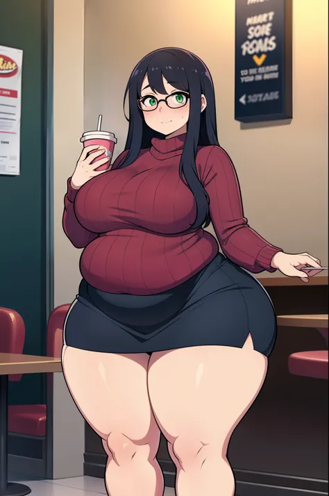 ((Masterpiece)), perfect anatomy, perfect shading, field of depth, (best quality), extremely delicate and beautiful, perfect lighting, detailed face, ultra cute face, cute, ((1girl)), ((solo))

long fluffy black hair, glasses, green eyes, ((blush)), nervou...