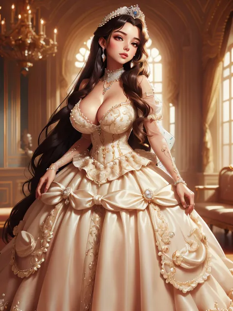 ((moe anime artstyle)),((Masterpiece)),(Best Quality),((Super Detail)),((Very Delicate and Beautiful)),((Solo)),full body,(((full body))),(((1 bling-bling princess in beautiful embroidery and jeweled gorgeous rococo ballgown with voluminous full length cri...