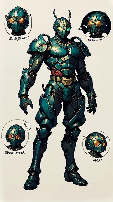 a man wearing a full-face helmet, a fantasy-style biotech armored combat suit, green eyes, (a composite layered chest armor), fu...