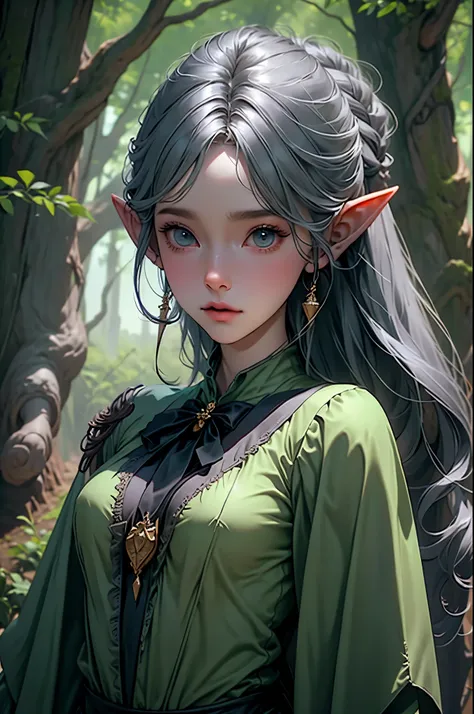 Woman Elf in a Forest Dressed in a Forest Range Attire with Arrows and a Bow, On A Tree, Perfect Body , Perfect Face, HD