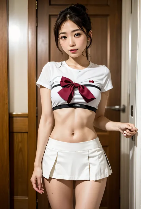 Actual photo、Highest imYear quality、Beautiful woman、Beautiful thighs、Beautiful Face、real imYear、Federal Army Uniform Top Mini Skirt、White panties、ponytail、Yuriko Yoshitaka、16Year日本人女性、lady. Bow、pretty girl、White pantiesーが丸見え、1６Year、（White pantiesー:1.3）、Ult...