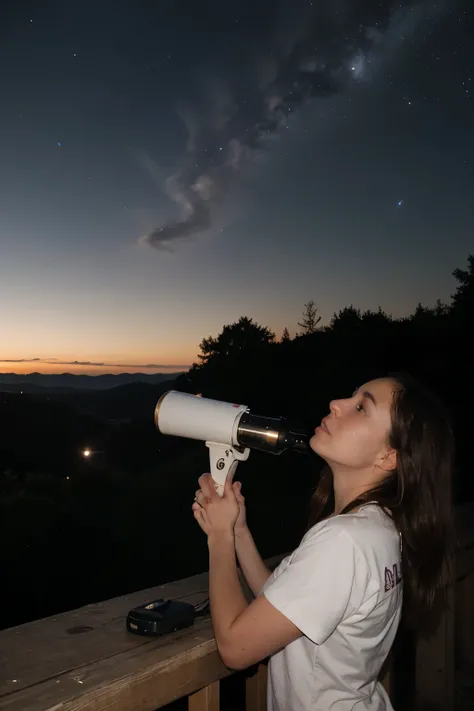 An astronomer observing the universe 