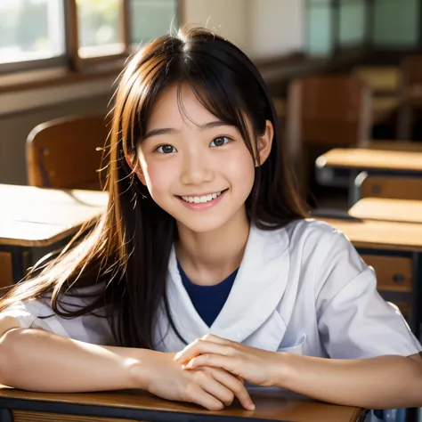 lens: 135mm f1.8, (highest quality),(raw photos), (tabletop:1.1), (beautiful 15 year old japanese girl), cute face, (deeply chis...