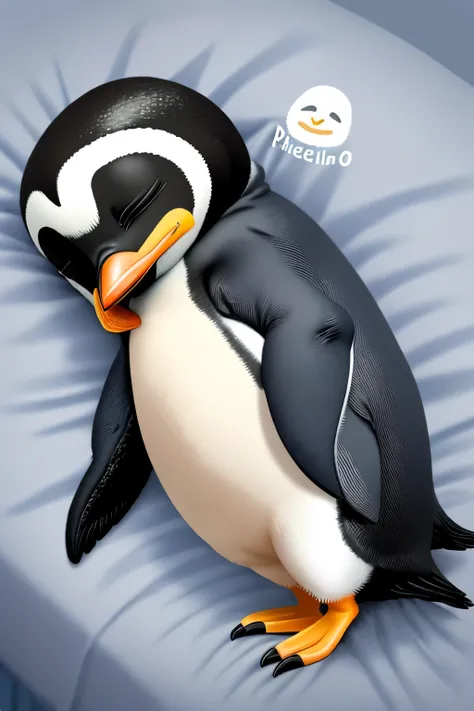 logo of a cute sleeping penguin