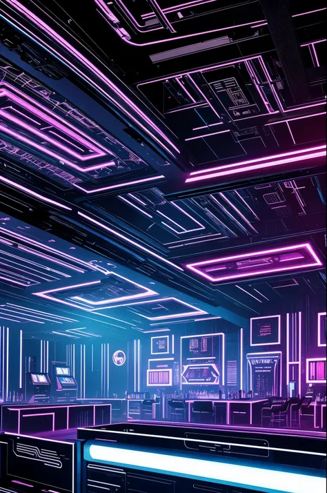 Cyber punk style nightclub, old school