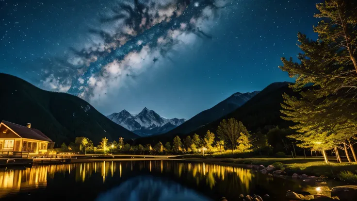 highest quality、moon and mountain、beautiful night view、nature