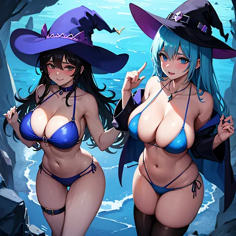 Sexy witch in blue bikini