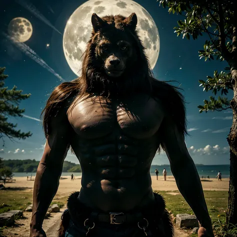 Beastman in an enchanted forest、Mysterious Aura、Intricately patterned fur、Sharp Eyes、Graceful Movement、Ancient Tree々or bright flowers々Surrounded by、Fantastic moonlight、Sparkling Eyes、A powerful transformation、A magical presence、Awe-inspiring beauty、Immersi...